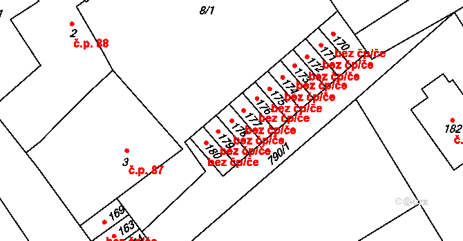 Vamberk 44245386 na parcele st. 178 v KÚ Merklovice, Katastrální mapa