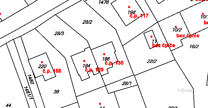 Vršovice 130 na parcele st. 196 v KÚ Vršovice u Opavy, Katastrální mapa