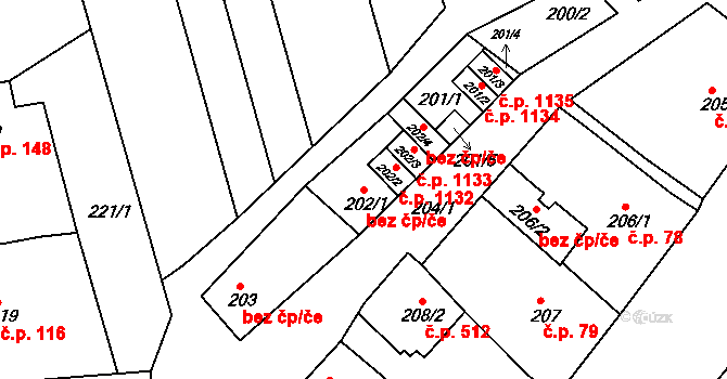 Dobšice 44604386 na parcele st. 202/1 v KÚ Dobšice u Znojma, Katastrální mapa