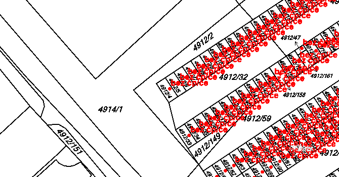 Chomutov 45032386 na parcele st. 4912/4 v KÚ Chomutov I, Katastrální mapa