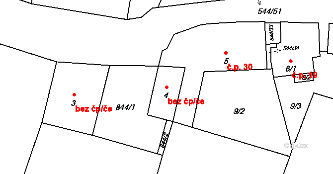 Černuc 45356386 na parcele st. 4 v KÚ Miletice u Velvar, Katastrální mapa