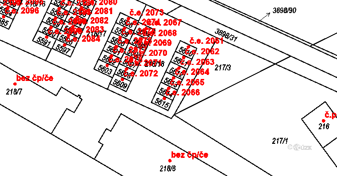 Řečkovice 2065, Brno na parcele st. 5614 v KÚ Řečkovice, Katastrální mapa