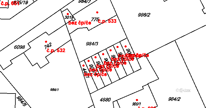 Rožnov pod Radhoštěm 45692386 na parcele st. 900/5 v KÚ Rožnov pod Radhoštěm, Katastrální mapa