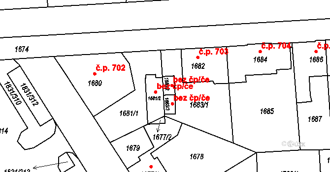 Frýdek-Místek 46444386 na parcele st. 1683/2 v KÚ Frýdek, Katastrální mapa