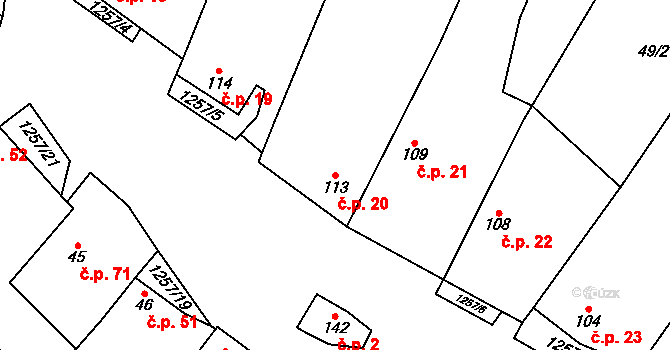 Medlovice 20 na parcele st. 113 v KÚ Medlovice u Uherského Hradiště, Katastrální mapa