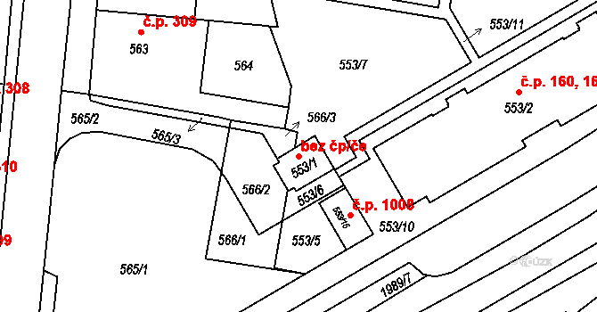 Bechyně 47416386 na parcele st. 553/1 v KÚ Bechyně, Katastrální mapa