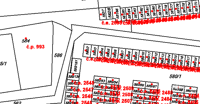 Bludovice 2395, Havířov na parcele st. 580/4 v KÚ Bludovice, Katastrální mapa