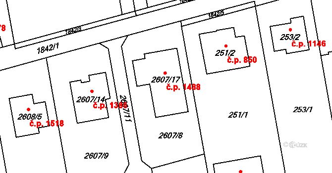 Kylešovice 1488, Opava na parcele st. 2607/17 v KÚ Kylešovice, Katastrální mapa