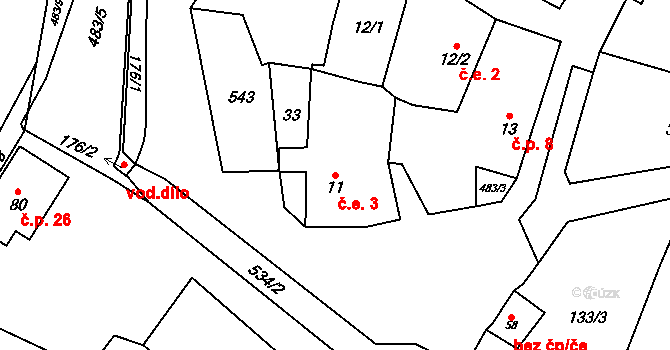 Neuměř 3 na parcele st. 11 v KÚ Neuměř, Katastrální mapa