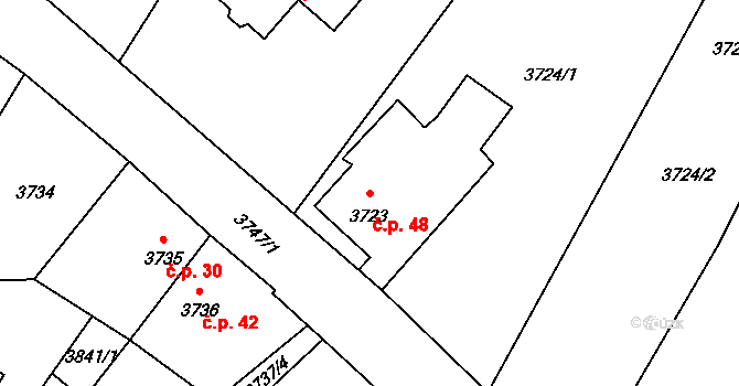 Koudelka 48, Holice na parcele st. 3723 v KÚ Holice v Čechách, Katastrální mapa