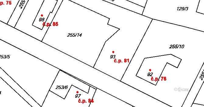 Nedvězí 81, Rohle na parcele st. 93 v KÚ Nedvězí u Zábřeha, Katastrální mapa