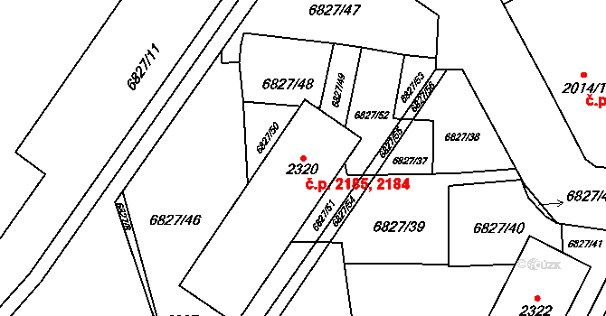 Žatec 2184,2185 na parcele st. 2320 v KÚ Žatec, Katastrální mapa