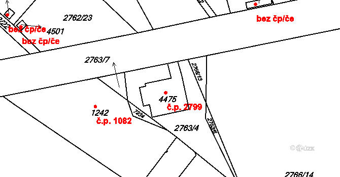 Žatec 2799 na parcele st. 4475 v KÚ Žatec, Katastrální mapa