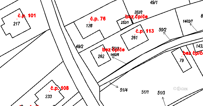 Valašské Klobouky 93830386 na parcele st. 262 v KÚ Lipina, Katastrální mapa