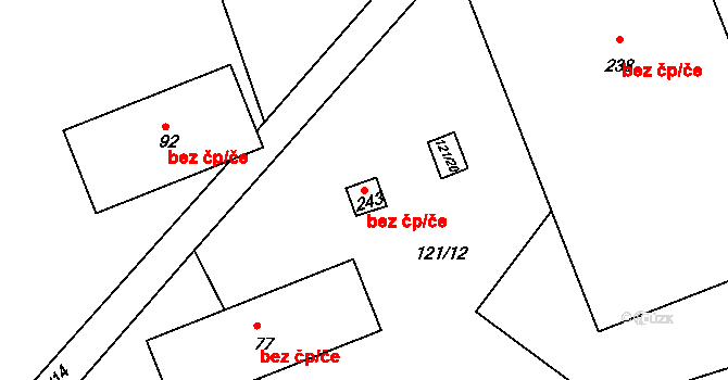 Bojanov 95120386 na parcele st. 243 v KÚ Kovářov u Seče, Katastrální mapa