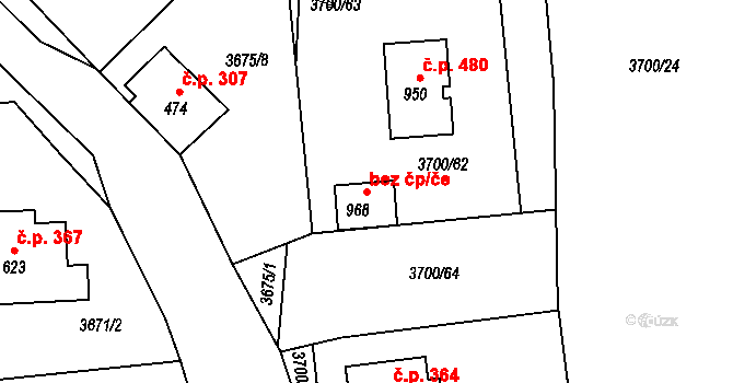 Kožlany 95658386 na parcele st. 968 v KÚ Kožlany, Katastrální mapa