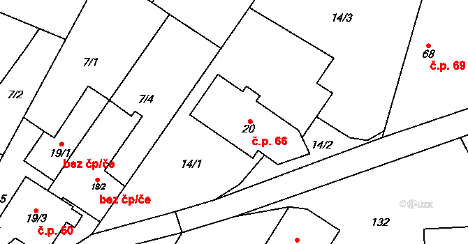 Bojanovice 66 na parcele st. 20 v KÚ Bojanovice u Znojma, Katastrální mapa