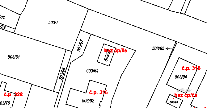 Strupčice 106693387 na parcele st. 503/93 v KÚ Strupčice, Katastrální mapa