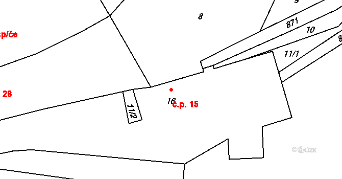 Hoštěc 15, Teplá na parcele st. 16 v KÚ Hoštěc, Katastrální mapa
