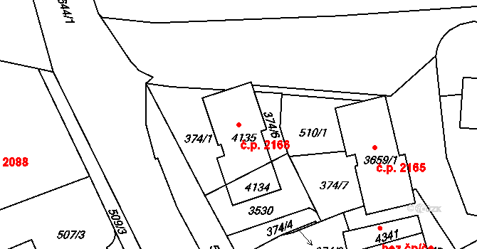 Nymburk 2166 na parcele st. 4135 v KÚ Nymburk, Katastrální mapa
