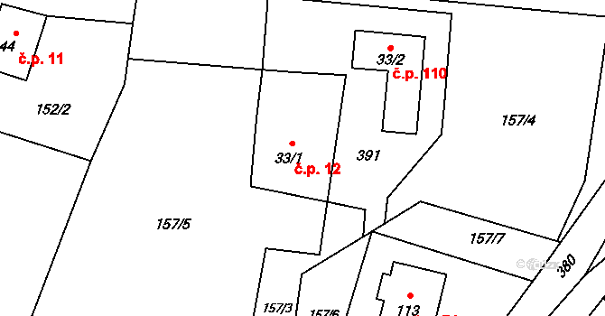 Kojkovice 12, Třinec na parcele st. 539 v KÚ Kojkovice u Třince, Katastrální mapa