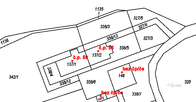 Lvová 58, Jablonné v Podještědí na parcele st. 137/2 v KÚ Lvová, Katastrální mapa