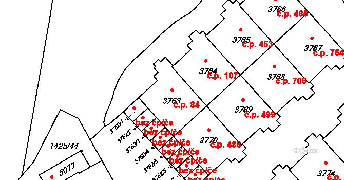 Šumperk 84 na parcele st. 3763 v KÚ Šumperk, Katastrální mapa