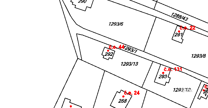 Třemblat 44, Ondřejov na parcele st. 292 v KÚ Třemblat, Katastrální mapa