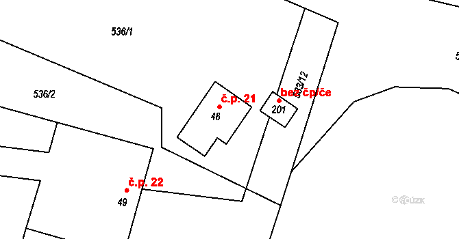 Staňkov 21 na parcele st. 48 v KÚ Staňkov, Katastrální mapa