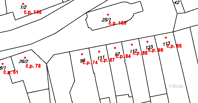 Bystročice 87 na parcele st. 111 v KÚ Bystročice, Katastrální mapa