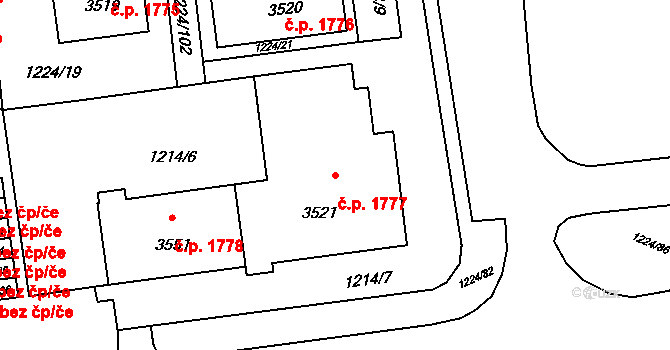 Rožnov pod Radhoštěm 1777 na parcele st. 3521 v KÚ Rožnov pod Radhoštěm, Katastrální mapa
