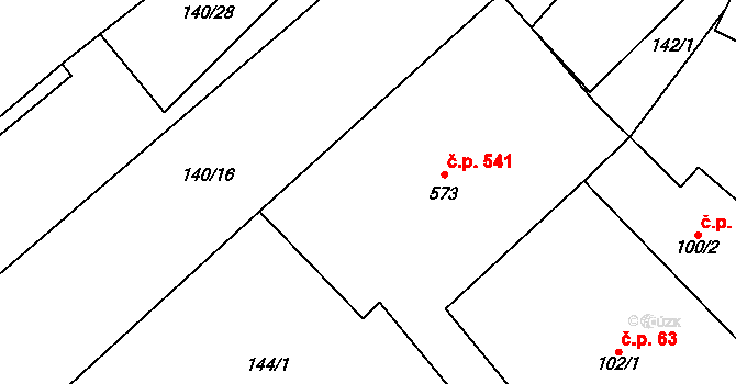 Kovářská 541 na parcele st. 573 v KÚ Kovářská, Katastrální mapa
