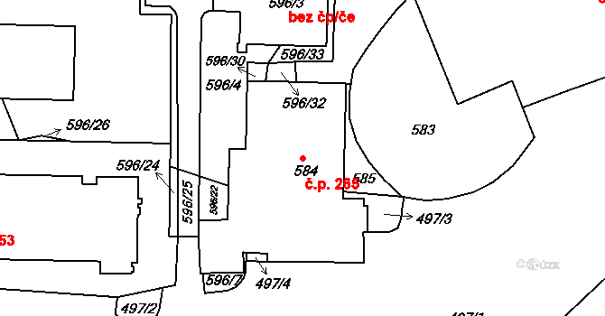 Řetenice 265, Teplice na parcele st. 584 v KÚ Teplice-Řetenice, Katastrální mapa