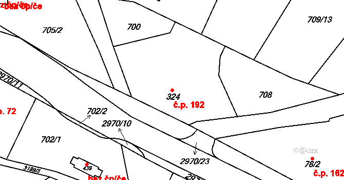 Chotěvice 192 na parcele st. 324 v KÚ Chotěvice, Katastrální mapa