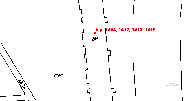 Podlesí 1412,1413,1414,1415, Havířov na parcele st. 241 v KÚ Bludovice, Katastrální mapa