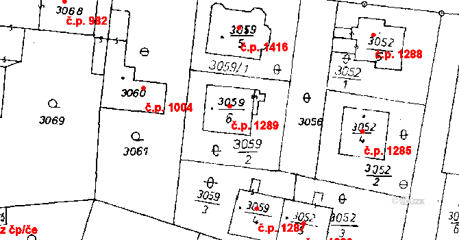 Poděbrady III 1289, Poděbrady na parcele st. 3059/6 v KÚ Poděbrady, Katastrální mapa