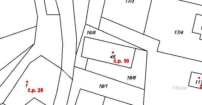 Mutyněves 10, Blažejov na parcele st. 45 v KÚ Mutyněves, Katastrální mapa