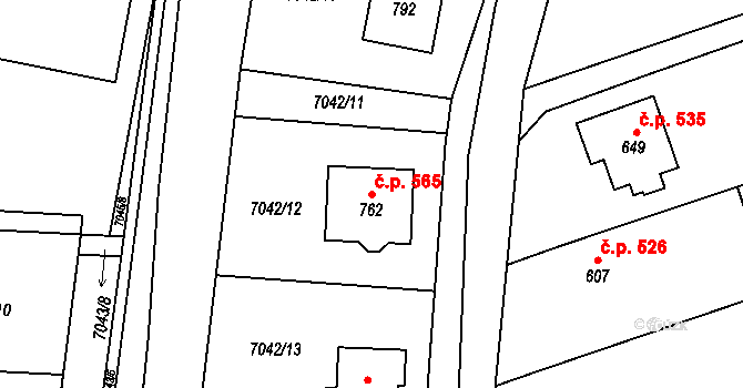 Dambořice 565 na parcele st. 762 v KÚ Dambořice, Katastrální mapa