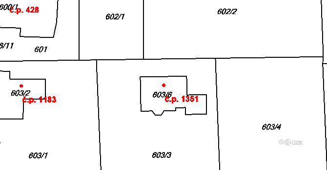 Horní Suchá 1351 na parcele st. 603/6 v KÚ Horní Suchá, Katastrální mapa