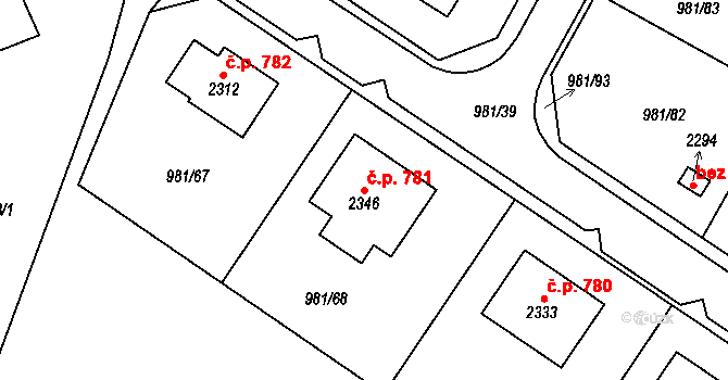 Přibyslav 781 na parcele st. 2346 v KÚ Přibyslav, Katastrální mapa