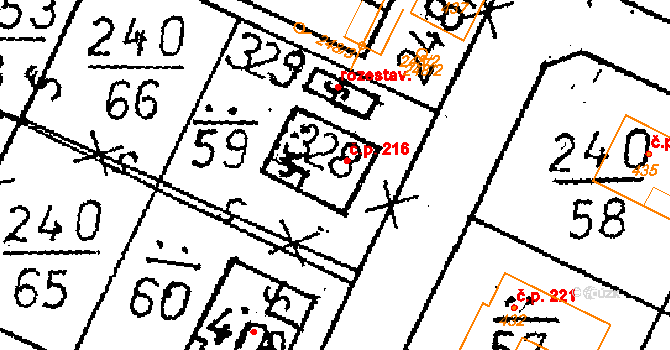 Žehušice 216 na parcele st. 328 v KÚ Žehušice, Katastrální mapa