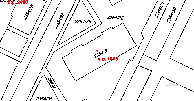 Předměstí 1856, Litoměřice na parcele st. 2354/6 v KÚ Litoměřice, Katastrální mapa