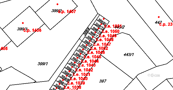 Děčín I-Děčín 1046, Děčín na parcele st. 398/15 v KÚ Děčín, Katastrální mapa