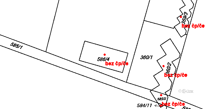 Dolní Benešov 42286387 na parcele st. 586/4 v KÚ Zábřeh u Hlučína, Katastrální mapa