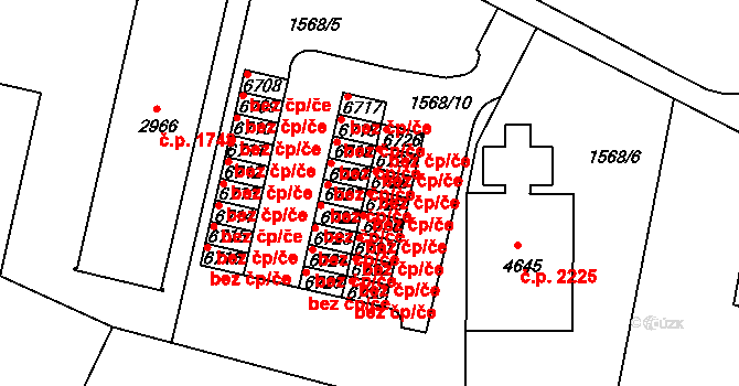 Písek 42483387 na parcele st. 6729 v KÚ Písek, Katastrální mapa