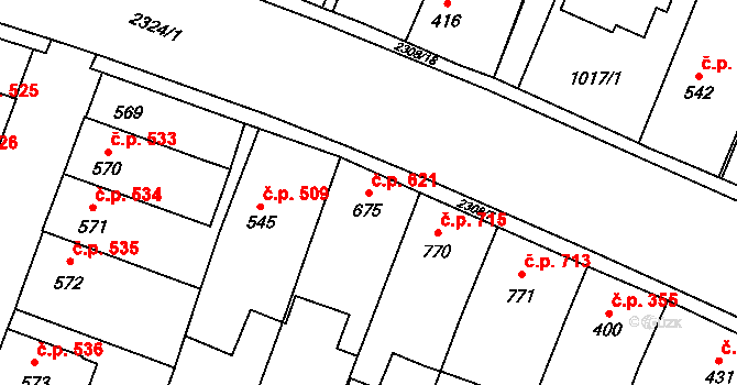 Kateřinky 621, Opava na parcele st. 675 v KÚ Kateřinky u Opavy, Katastrální mapa