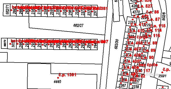 Kyjov 898 na parcele st. 2949 v KÚ Kyjov, Katastrální mapa