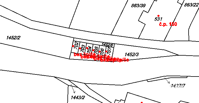 Děčín 47239387 na parcele st. 706 v KÚ Horní Oldřichov, Katastrální mapa