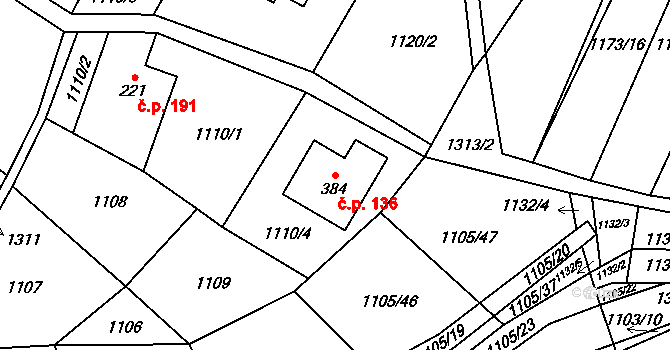 Hrabenov 136, Ruda nad Moravou na parcele st. 384 v KÚ Hrabenov, Katastrální mapa