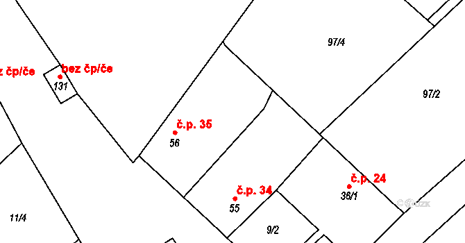 Noutonice 35, Lichoceves na parcele st. 56 v KÚ Noutonice, Katastrální mapa